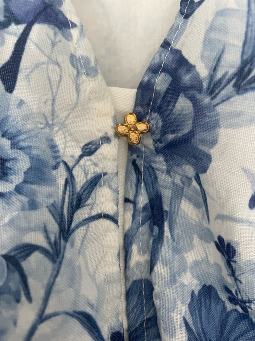 Anthropologie White Dress with Blue Floral Print - Picture 3 of 8